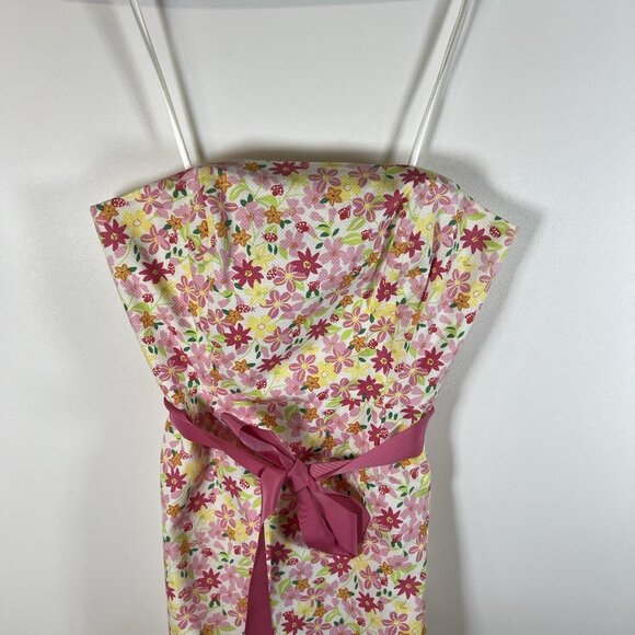 Vtg Lilly Pulitzer Pink Waist Ribbon Tie Floral Lace Strapless Dress‎ EUC Size 4 - Picture 3 of 10